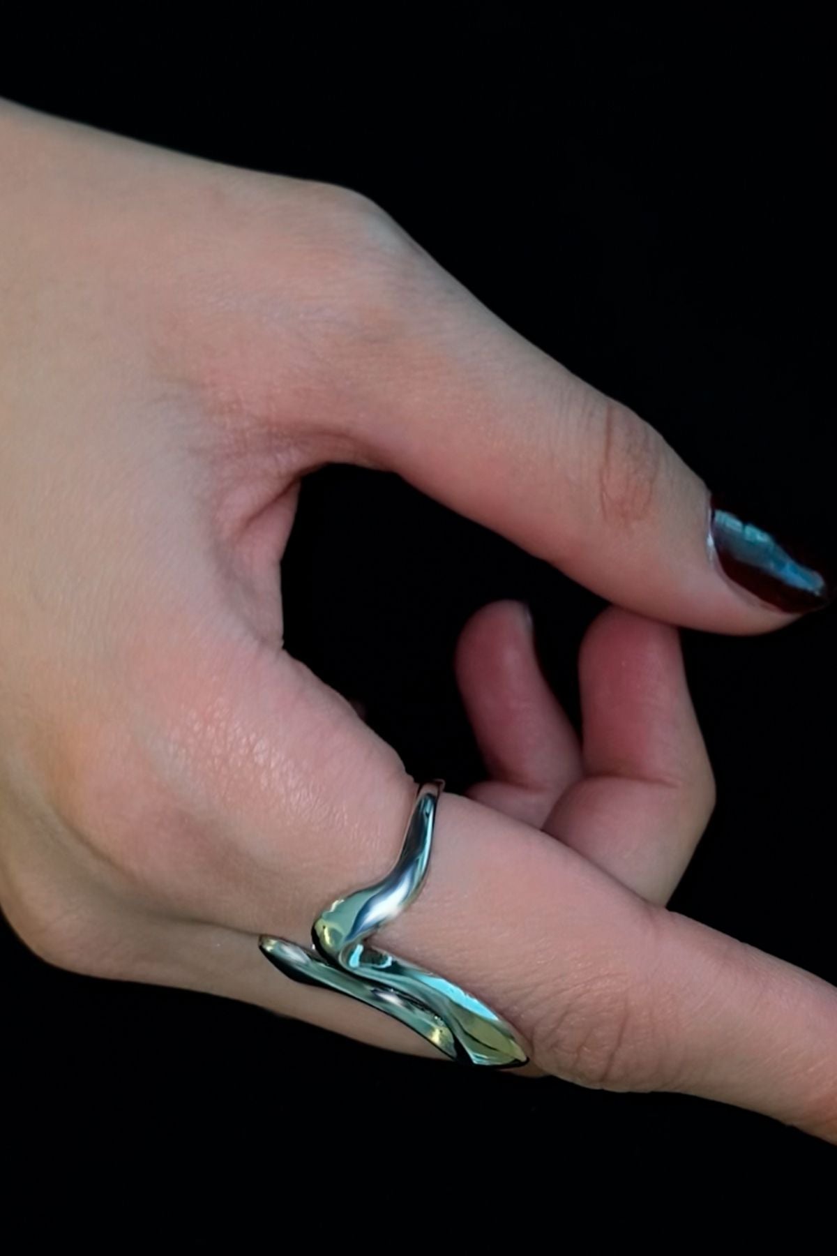 316l Çelik Tribal Model Akışkan Çelik Yüzük, Tribal Model Fluid Steel Ring