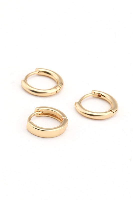 3'lü Gold Halka Küpe Paslanmaz Çelik, 3-Piece Gold Hoop Earrings Stainless Steel