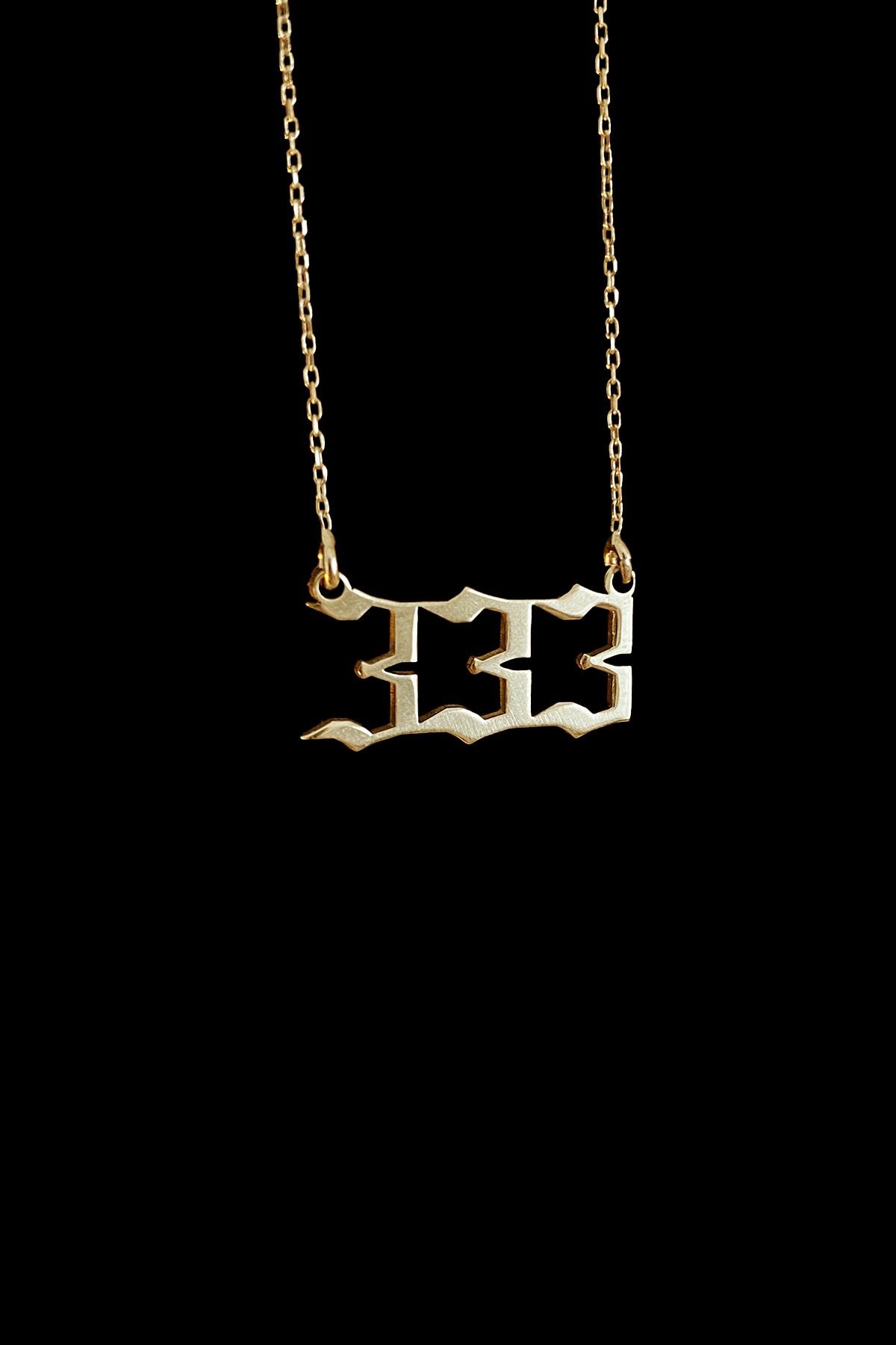 333 Melek Sayısı Gümüş Kolye, 333 Angel Number Silver Necklace, Gold