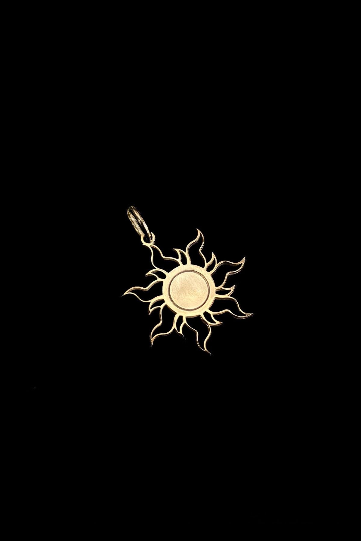 Güneş Gümüş Kolye Ucu, Sun Silver Necklace Pendant, Gold