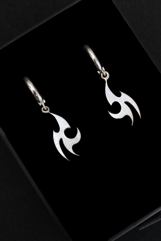 Tribal Model Gümüş Küpe, Tribal Model Silver Earrings