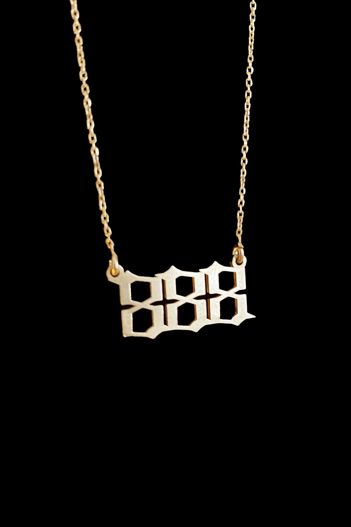 888 Melek Sayısı Gümüş Kolye, 888 Angel Number Silver Necklace, Gold