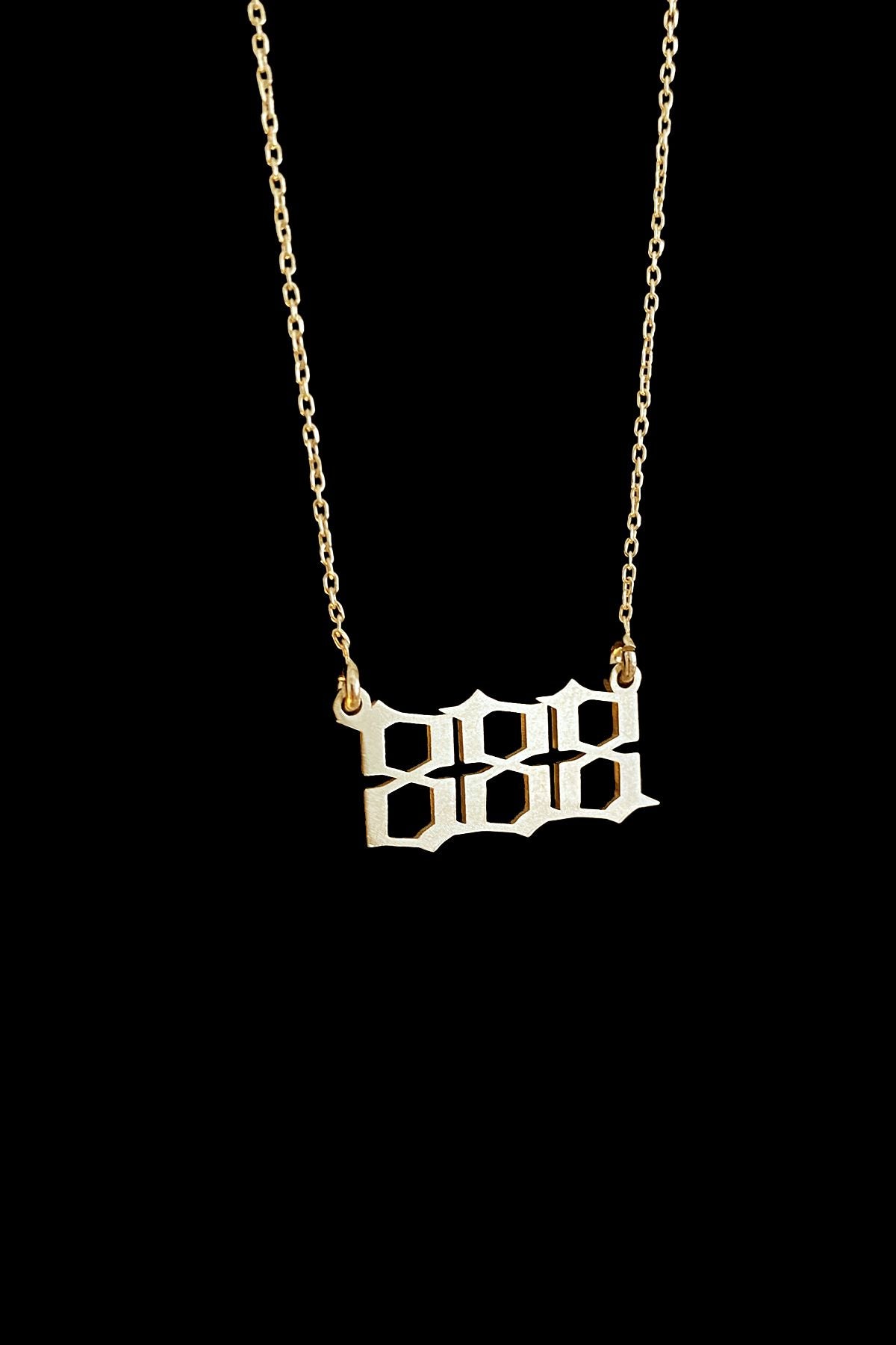 888 Melek Sayısı Gümüş Kolye, 888 Angel Number Silver Necklace, Gold