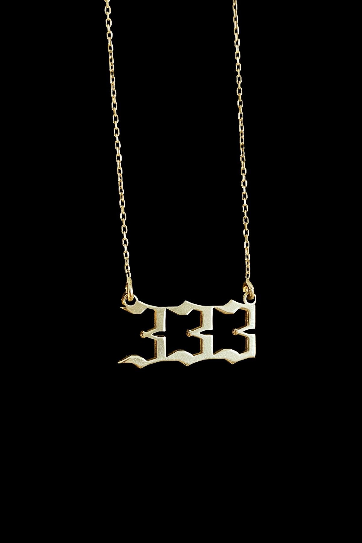 333 Melek Sayısı Gümüş Kolye, 333 Angel Number Silver Necklace, Gold