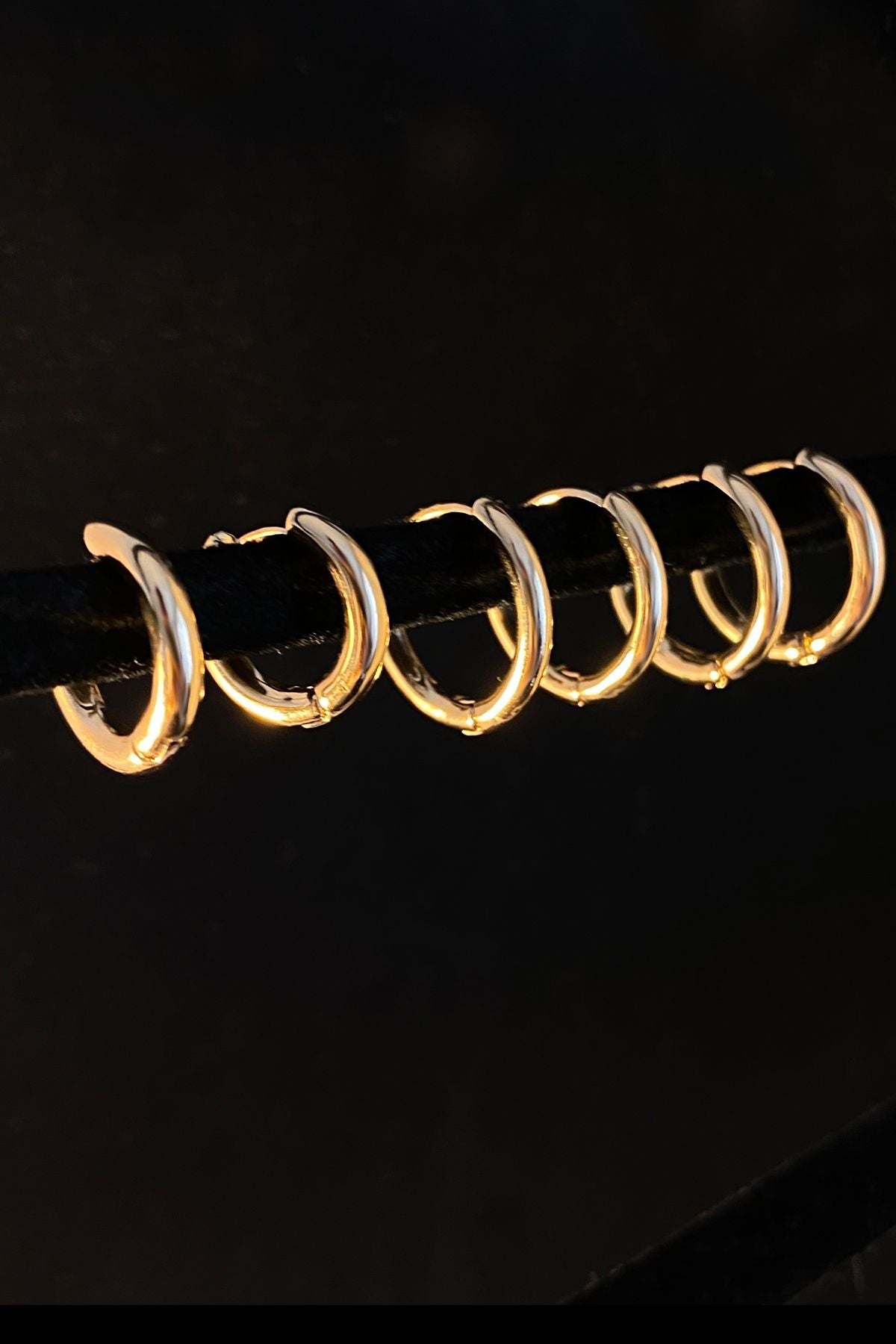 3'lü Gold Halka Küpe Paslanmaz Çelik, 3-Piece Gold Hoop Earrings Stainless Steel