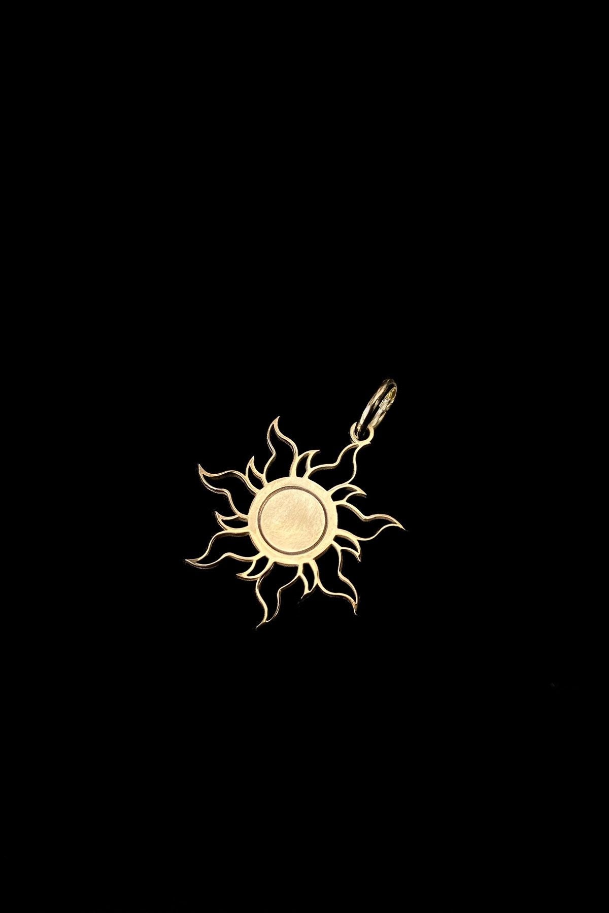 Güneş Gümüş Kolye Ucu, Sun Silver Necklace Pendant, Gold