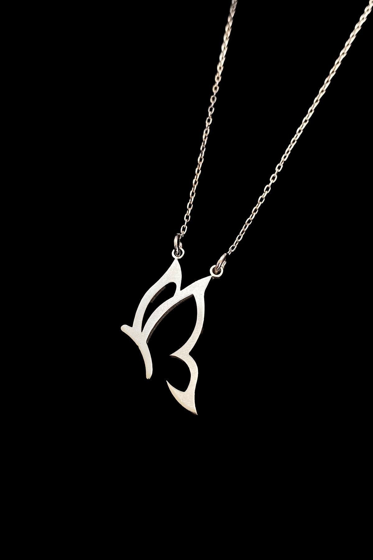 Tasarım Kelebek Gümüş Kolye, Design Butterfly Silver Necklace, Silver