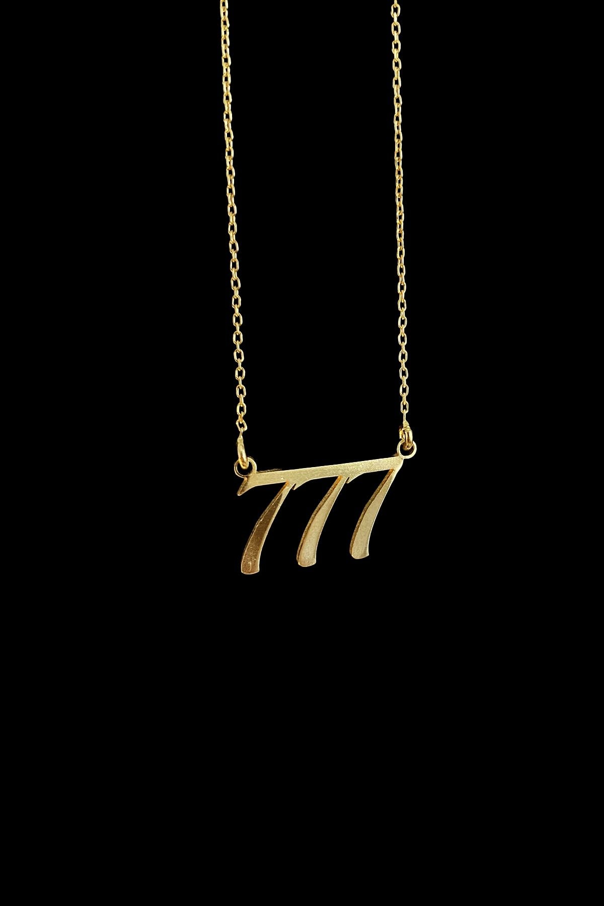 777 Melek Sayısı Gümüş Kolye, 777 Angel Number Silver Necklace, Gold