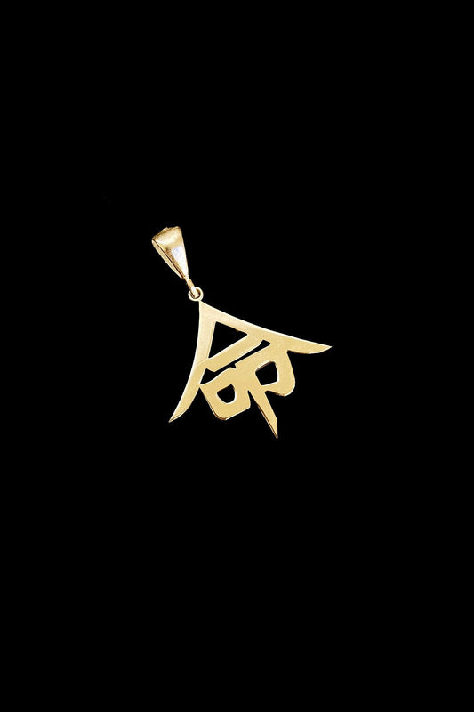 'hayat' Kanji Japonca Gümüş Kolye Ucu, 'life' Kanji Japanese Silver Necklace Pendant, Gold