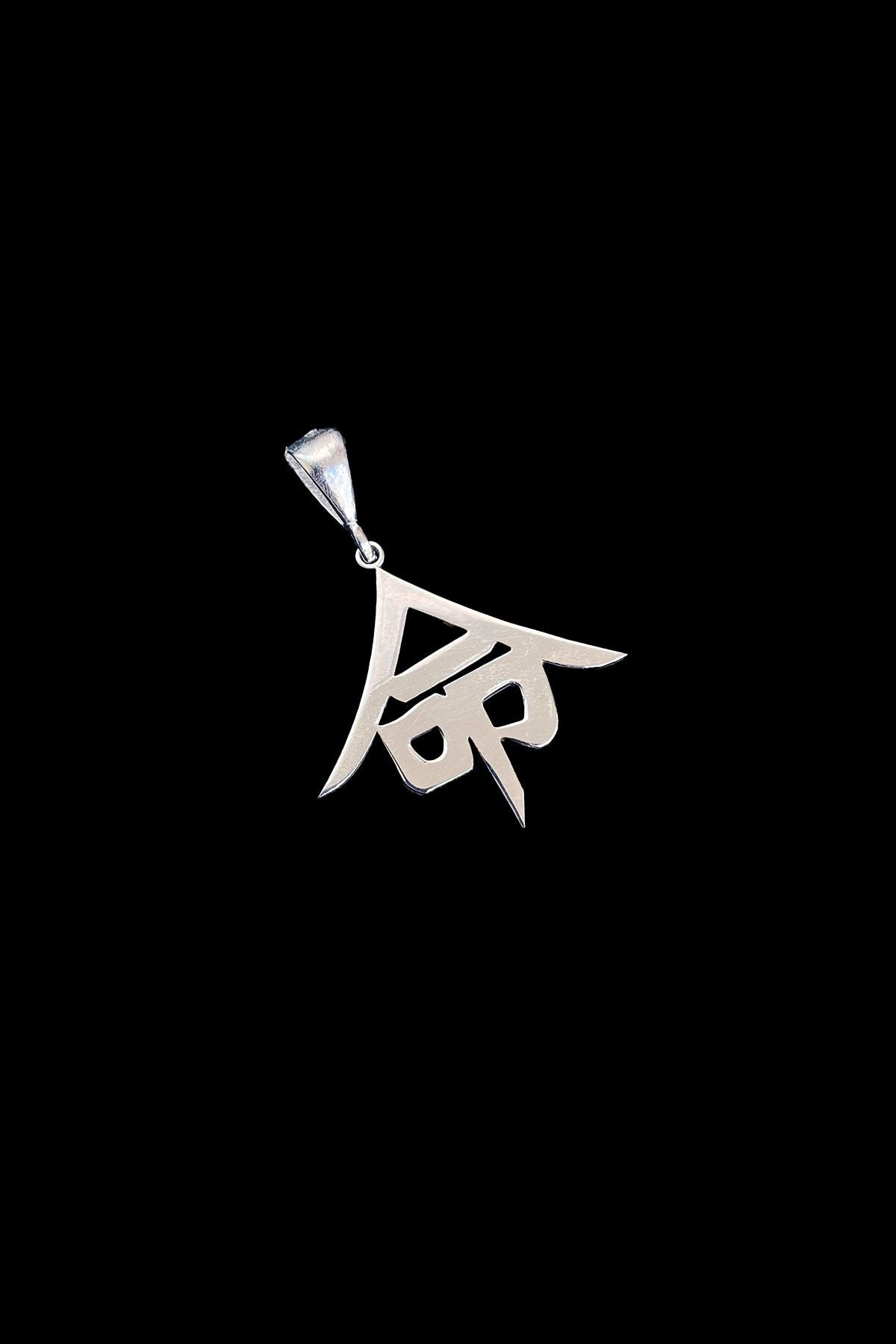 'hayat' Kanji Japonca Gümüş Kolye Ucu, 'life' Kanji Japanese Silver Necklace Pendant, Silver