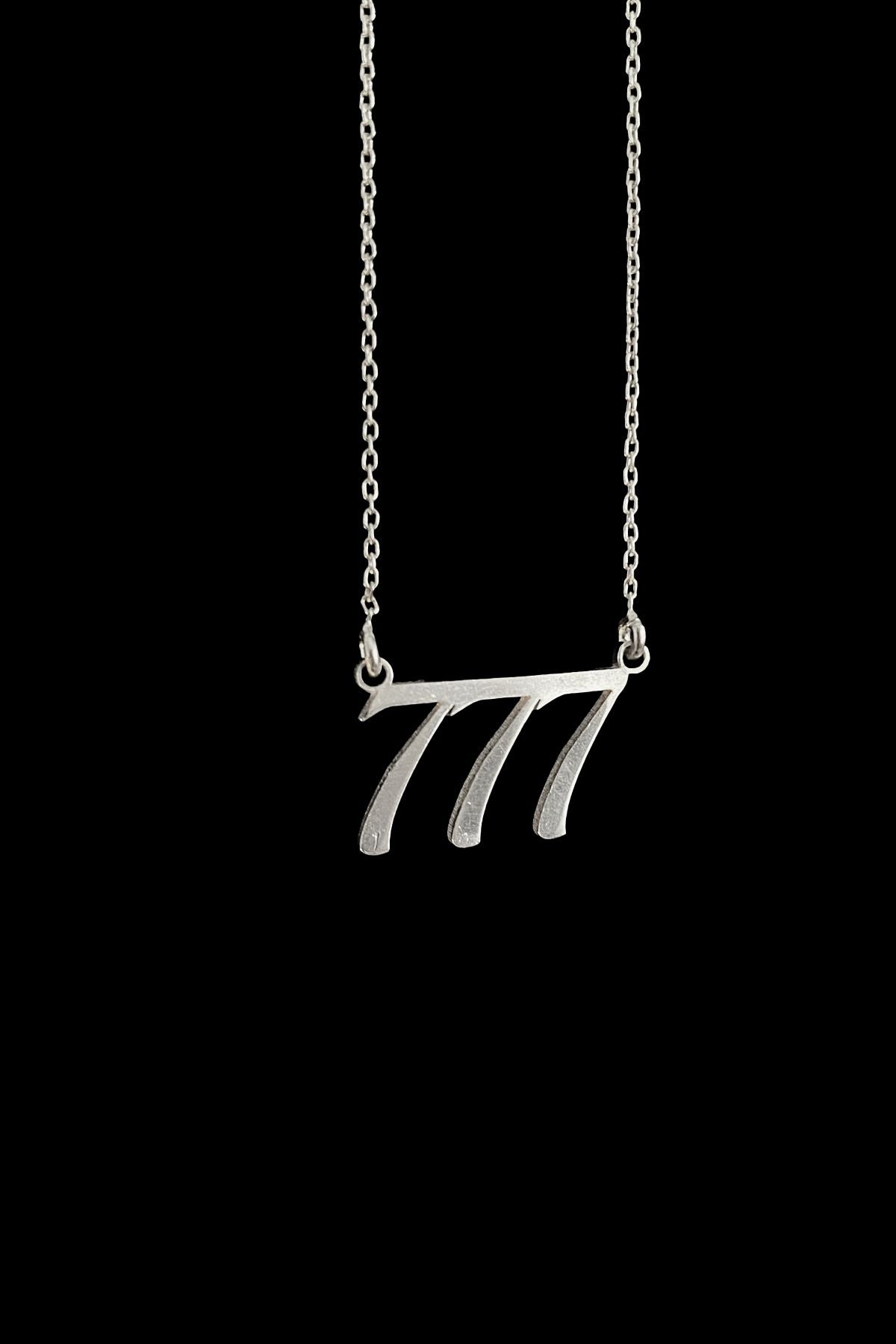 777 Melek Sayısı Gümüş Kolye, 777 Angel Number Silver Necklace, Silver