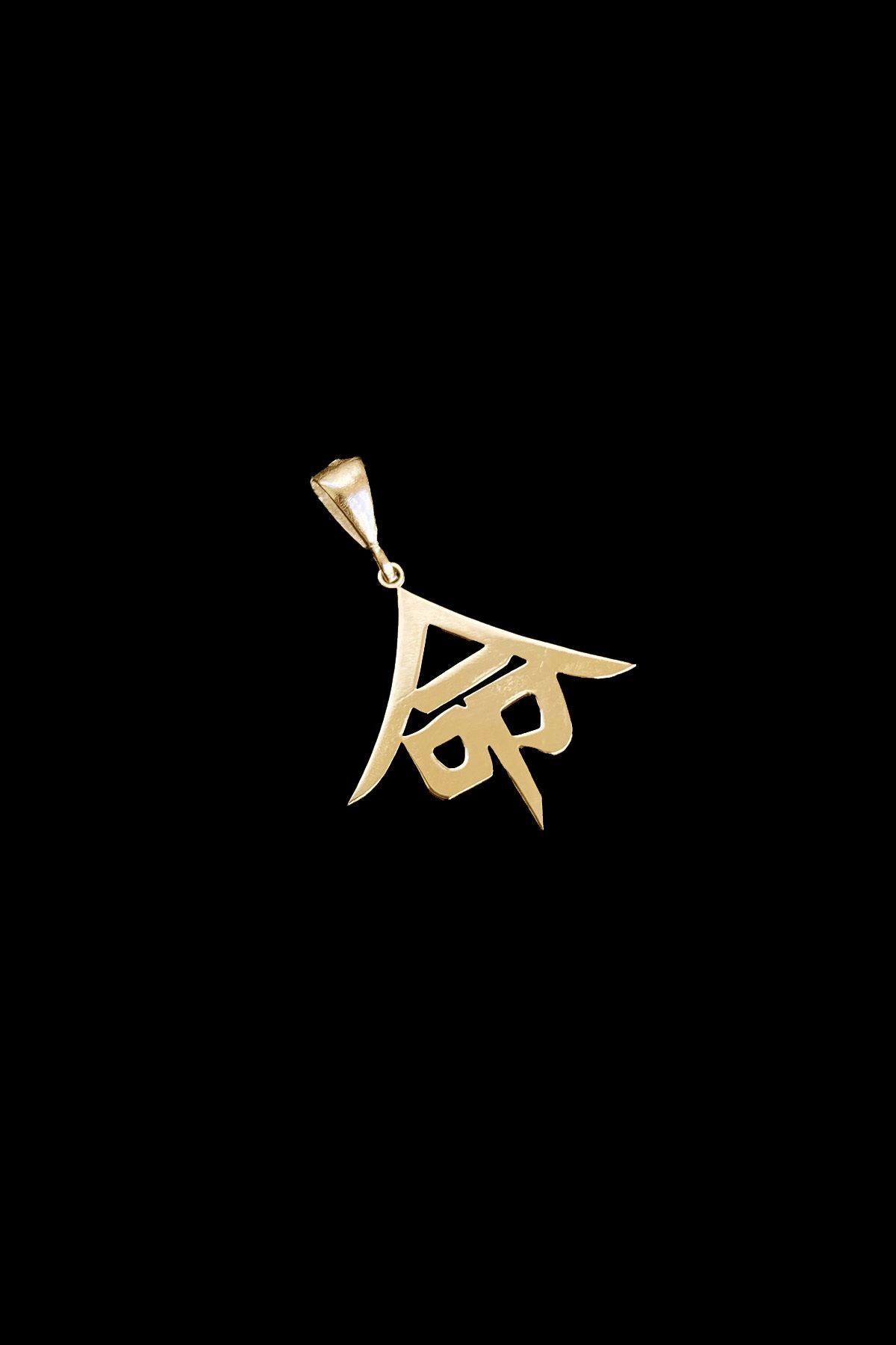 'hayat' Kanji Japonca Gümüş Kolye Ucu, 'life' Kanji Japanese Silver Necklace Pendant, Gold