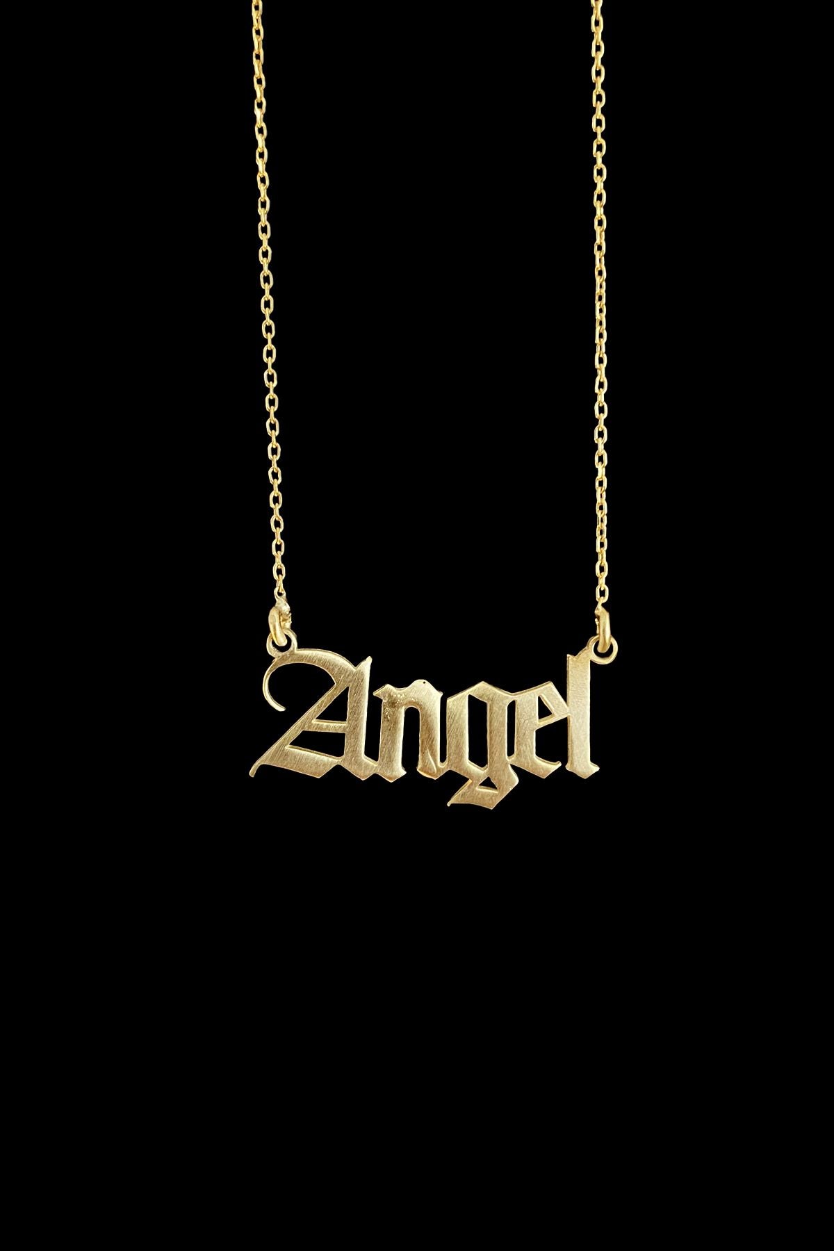 Angel Gümüş Kolye, Angel Silver Necklace, Gold