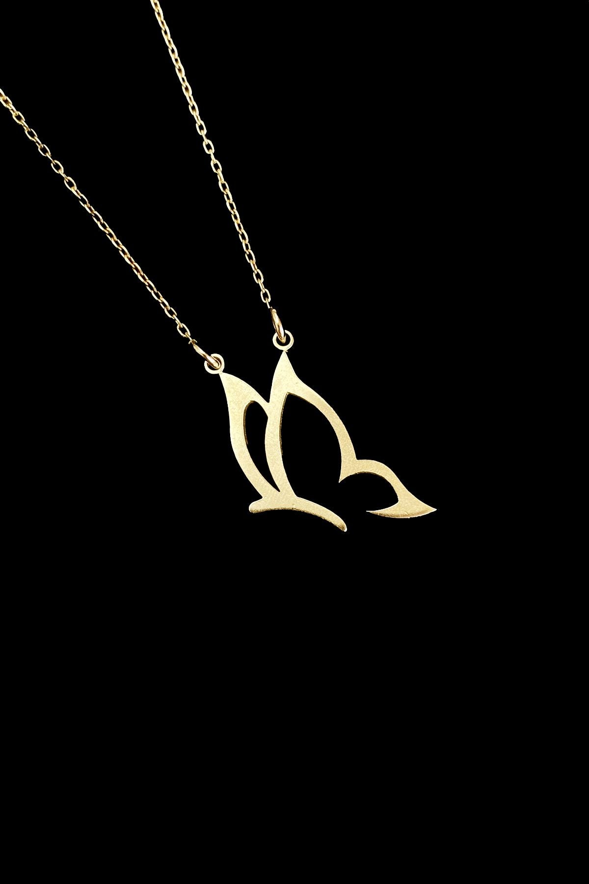 Tasarım Kelebek Gümüş Kolye, Design Butterfly Silver Necklace, Gold