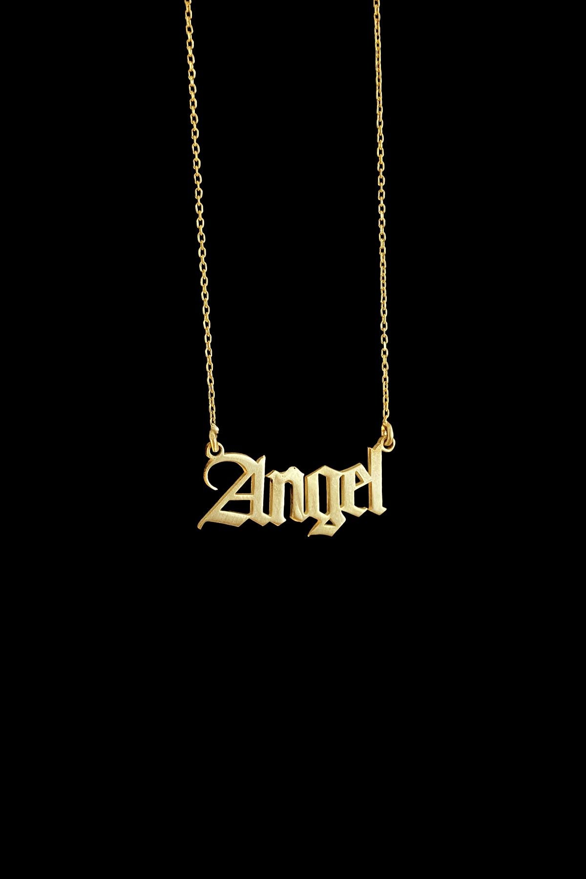 Angel Gümüş Kolye, Angel Silver Necklace, Gold