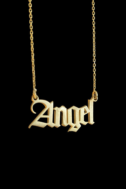 Angel Gümüş Kolye, Angel Silver Necklace, Gold