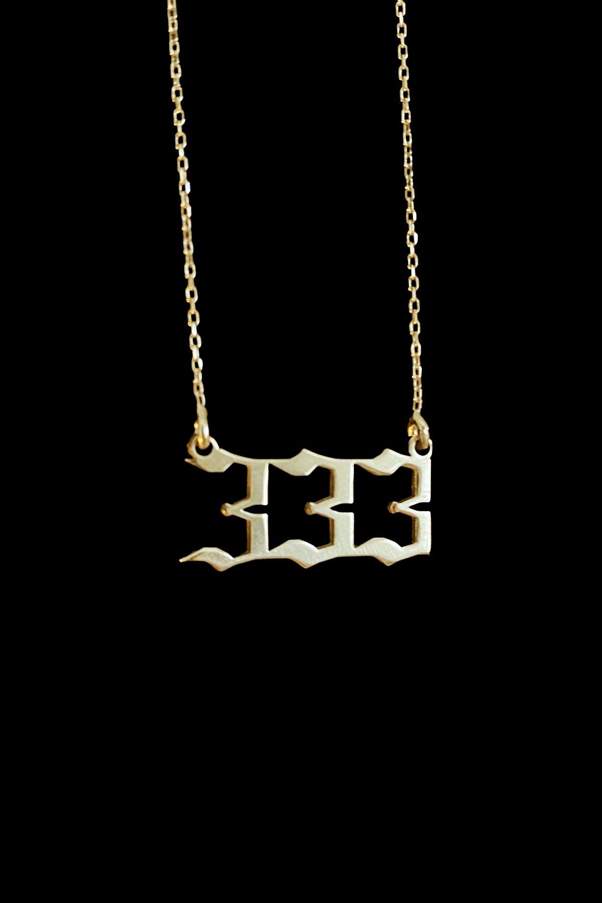 333 Melek Sayısı Gümüş Kolye, 333 Angel Number Silver Necklace, Gold