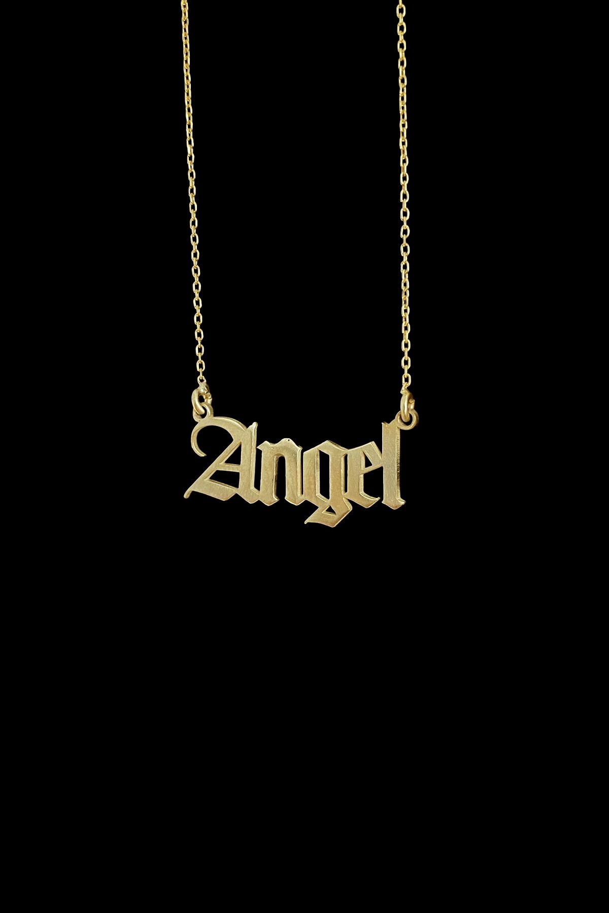 Angel Gümüş Kolye, Angel Silver Necklace, Gold